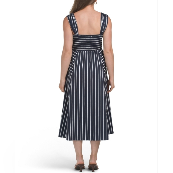 🖤🔹️ZOI & CLAIRE🔹️ Sleeveless Chic Navy Striped Midi Dress - Picture 3 of 4